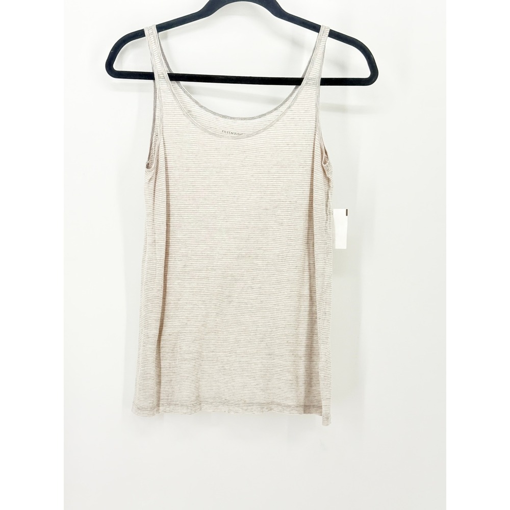 New Eileen Fisher Linen Tank Top Striped Minimalist Size XS Y2K Layer Capsule